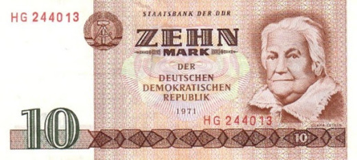 Клара Цеткин на банкноте 10 D-Mark
