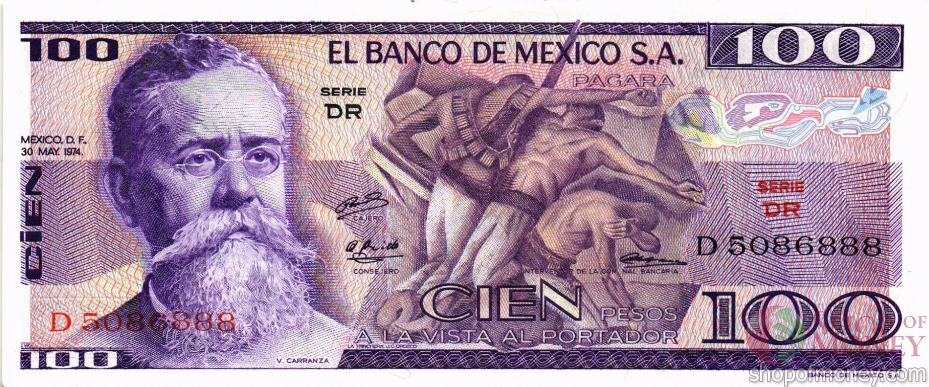 МЕКСИКА 100 ПЕСО (-DR- СЕРИЯ)
