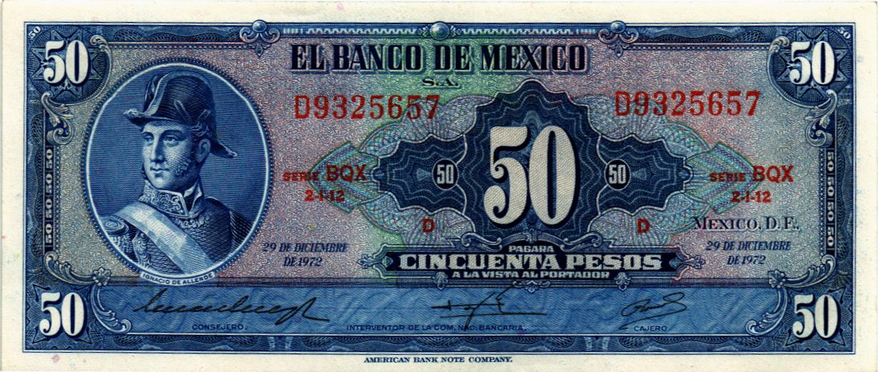 МЕКСИКА 50 ПЕСО (BQX) мини 1