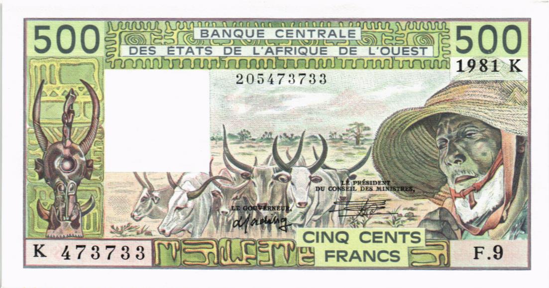 WAS - СЕНЕГАЛ 500 ФРАНКОВ (K) мини 1