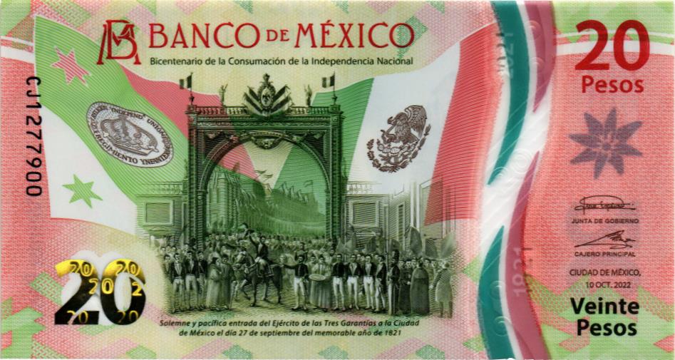 МЕКСИКА 20 ПЕСО (10.10.2022) мини 1