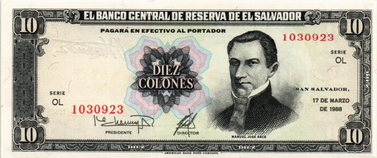 САЛЬВАДОР 10 КОЛОН (17.03.1988 - 09.03.1994)