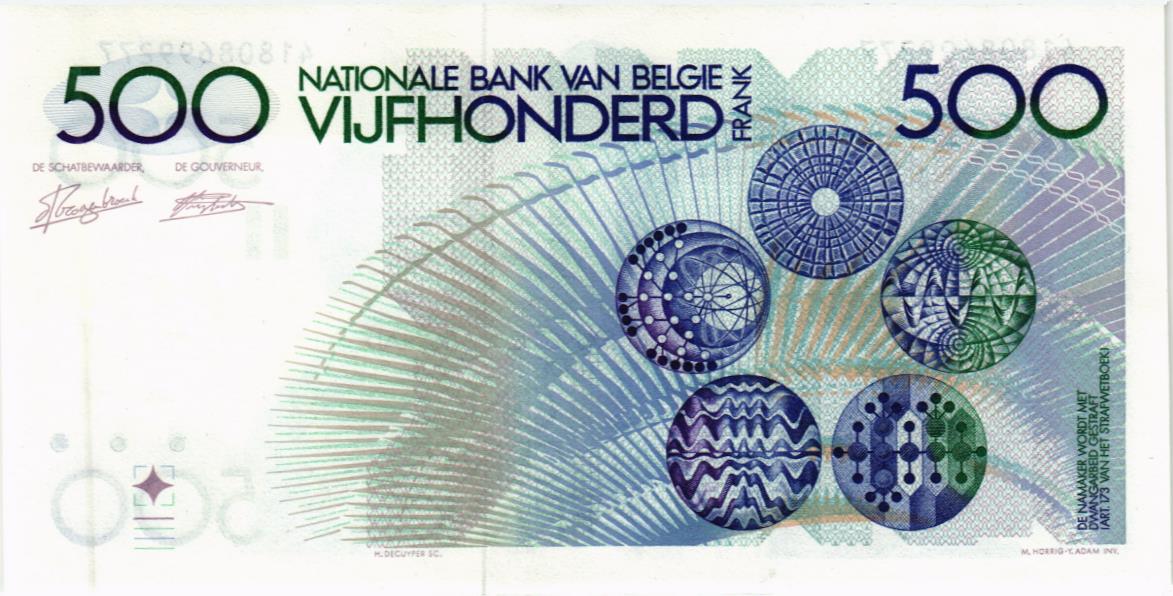 БЕЛЬГИЯ 500 ФРАНКОВ мини 2