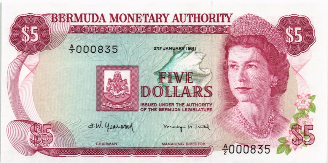 БЕРМУДСКИЕ ОСТРОВА 5 ДОЛЛАРОВ мини 1