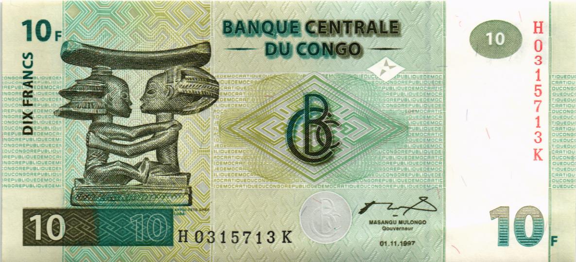 КОНГО ДР 10 ФРАНКОВ