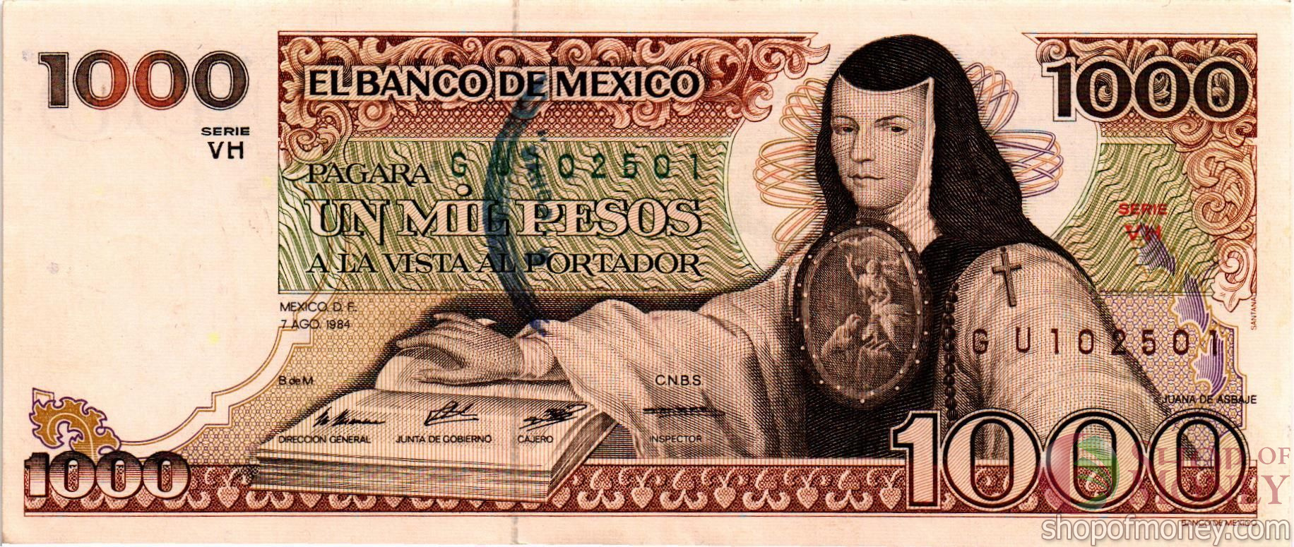 МЕКСИКА 1000 ПЕСО (-VH- СЕРИЯ)