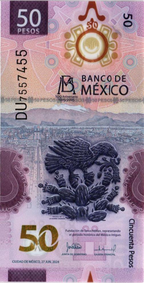 МЕКСИКА 50 ПЕСО (НАДПЕЧАТКА) мини 1