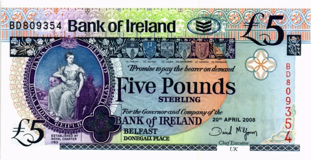 СЕВЕРНАЯ ИРЛАНДИЯ 5 ФУНТОВ (BANK OF IRELAND)