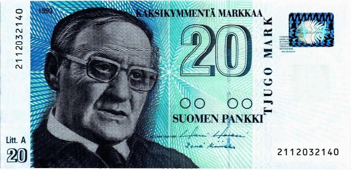 ФИНЛЯНДИЯ 20 МАРОК (Litt. A)