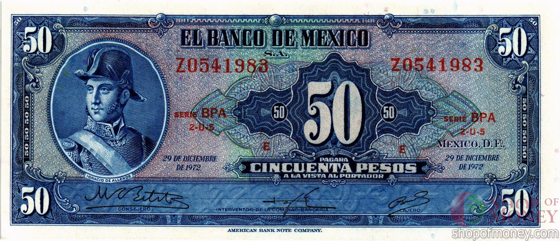 МЕКСИКА 50 ПЕСО (29.12.1972)