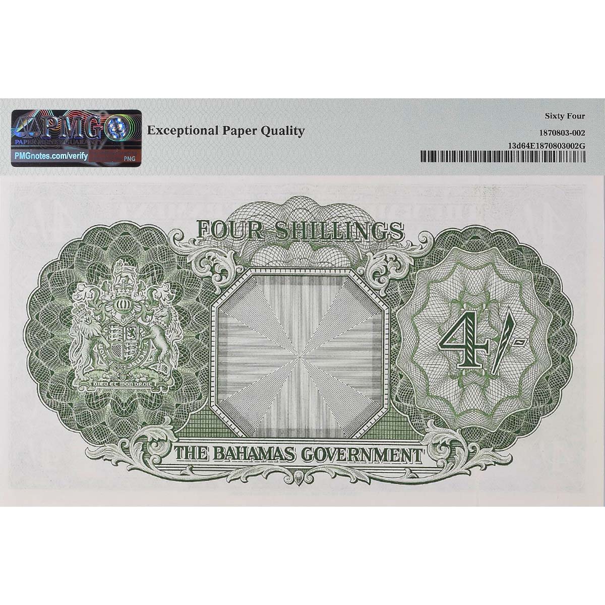 БАГАМСКИЕ ОСТРОВА 4 ШИЛЛИНГА (PMG - GRADE 64) мини 2