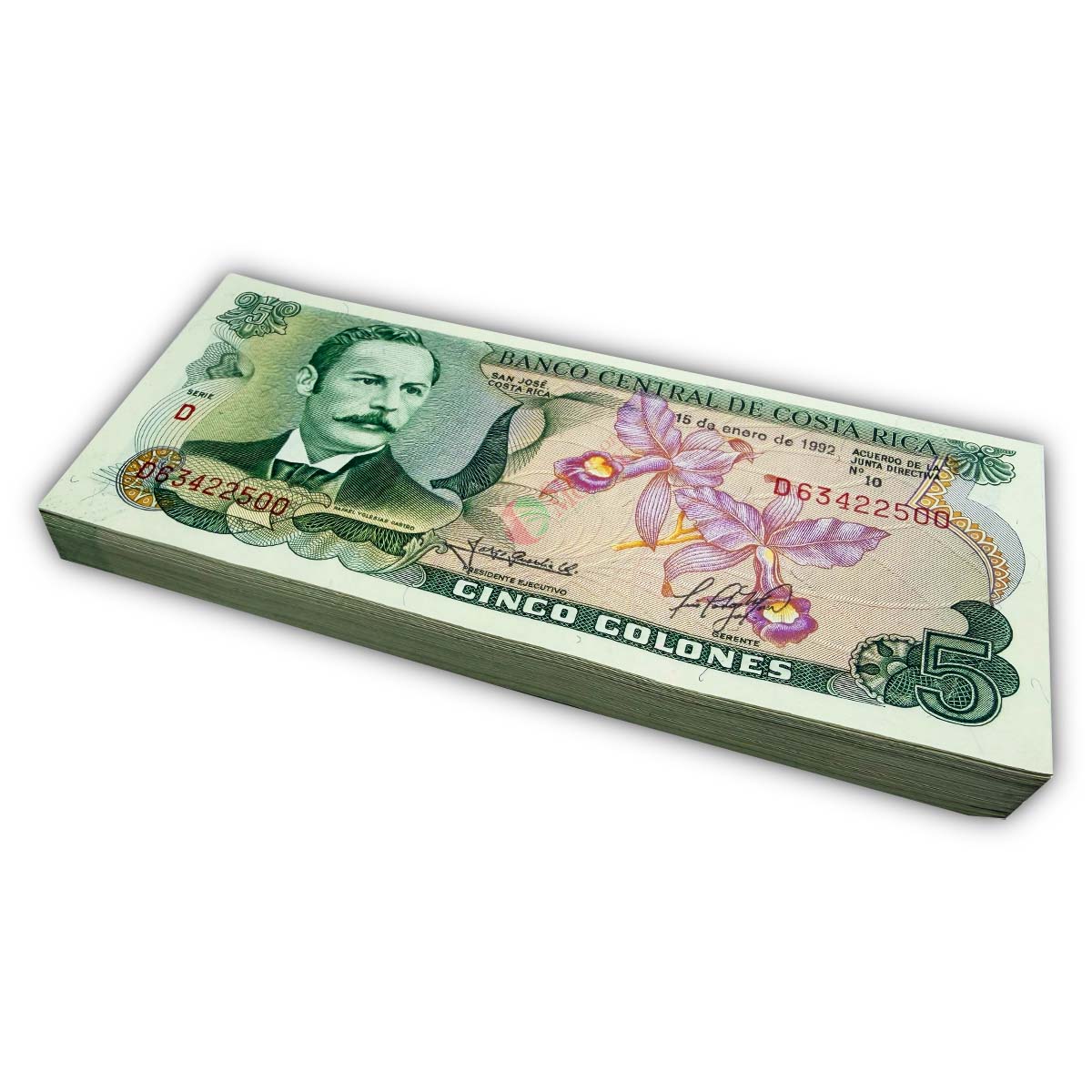 КОСТА-РИКА 5 КОЛОН (15.01.1992) (100 БАНКНОТ) мини 1