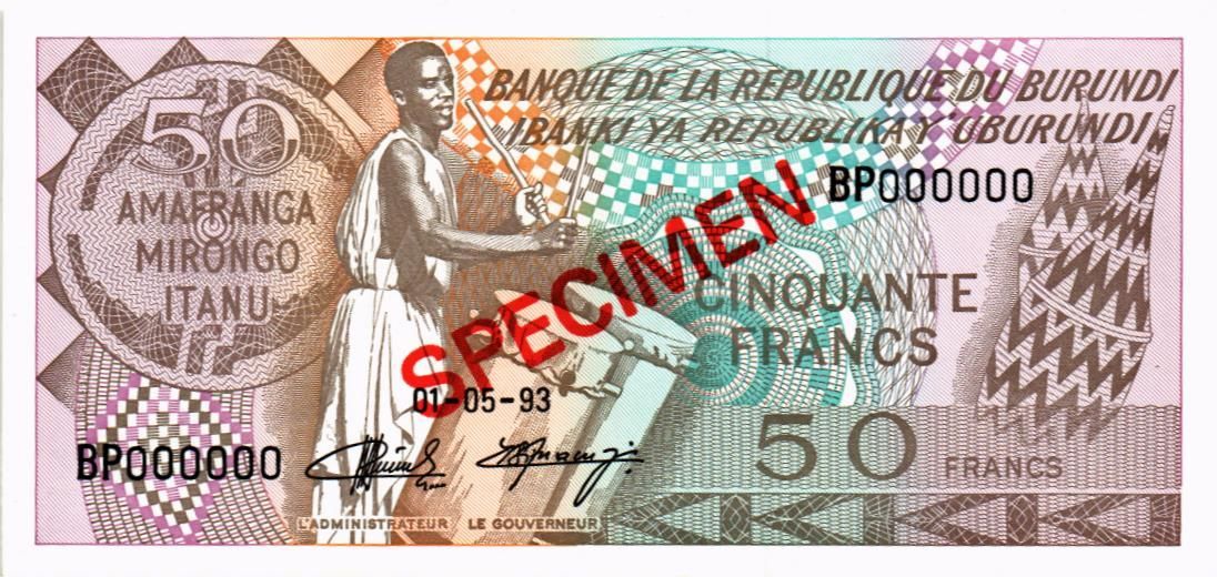БУРУНДИ 50 ФРАНКОВ (SPECIMEN)