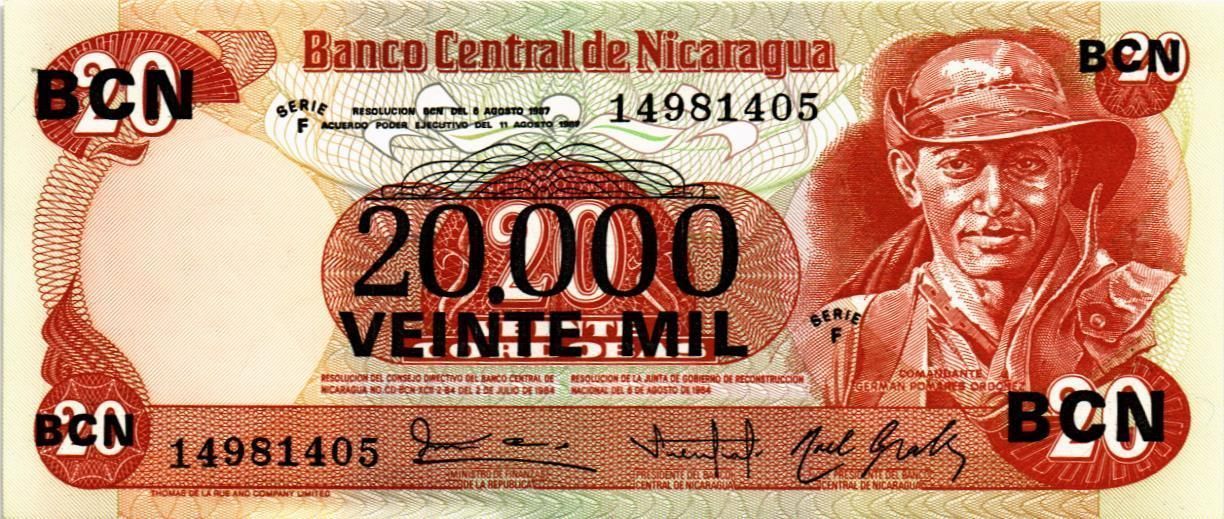 НИКАРАГУА 20000 КОРДОБА (НАДПЕЧАТКА)