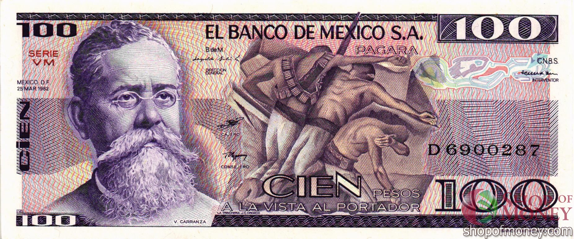 МЕКСИКА 100 ПЕСО (-VM- СЕРИЯ)