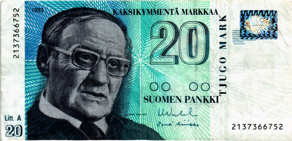 ФИНЛЯНДИЯ 20 МАРОК (Litt. A)