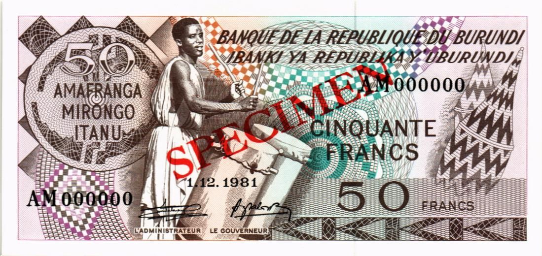 БУРУНДИ 50 ФРАНКОВ (SPECIMEN)