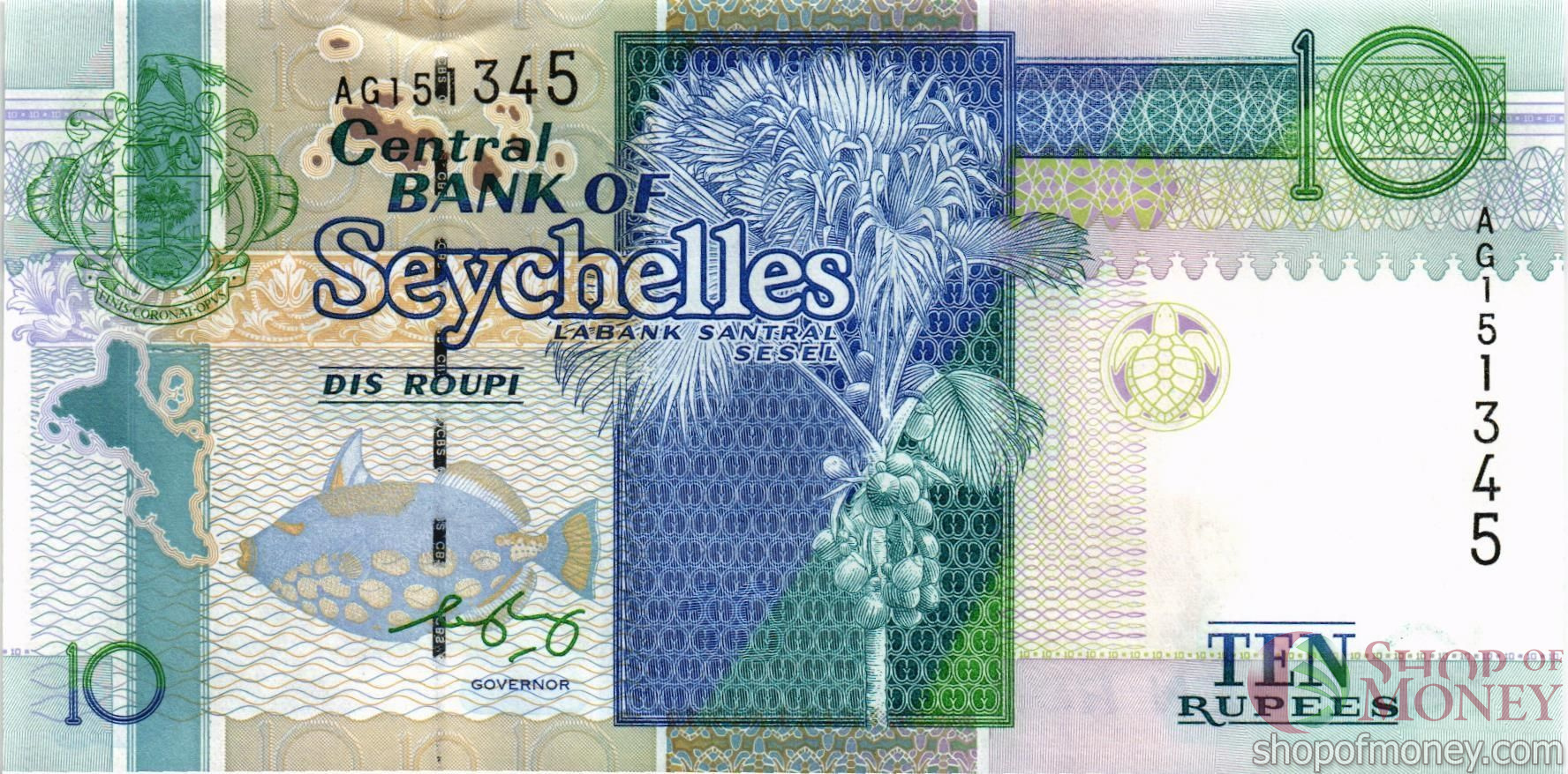 СЕЙШЕЛЬСКИЕ ОСТРОВА 10 РУПИЙ
