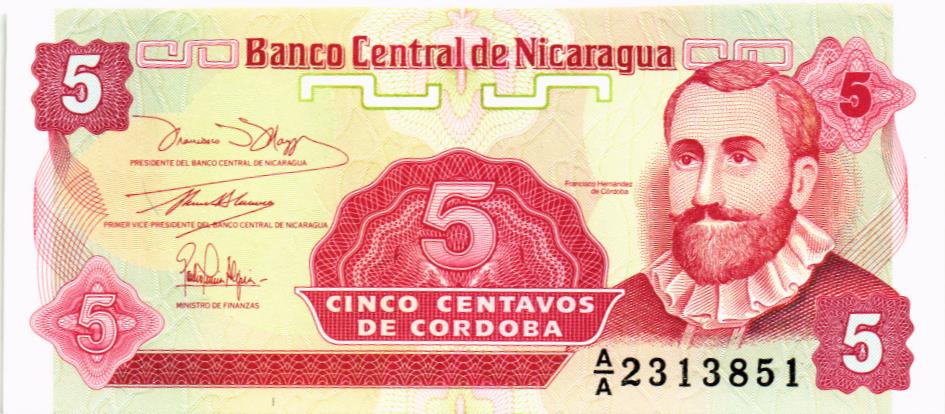 НИКАРАГУА 5 ЦЕНТАВО (-AA-)