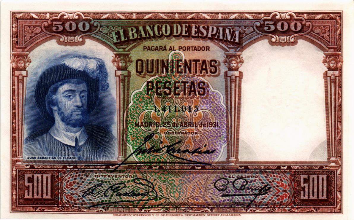 ИСПАНИЯ 500 ПЕСЕТ (25.04.1931)