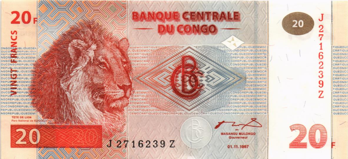 КОНГО ДР 20 ФРАНКОВ