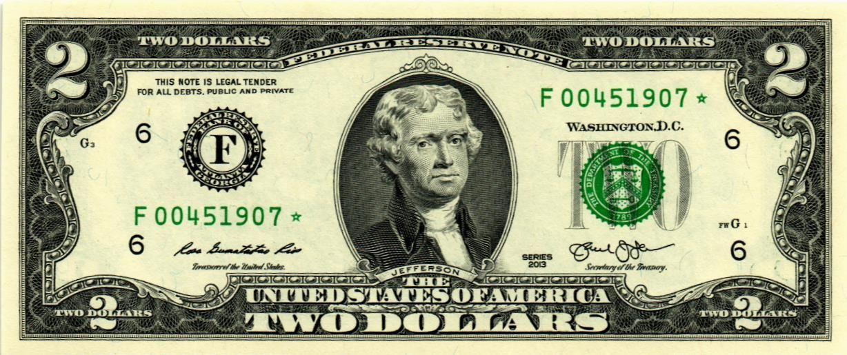 США 2 ДОЛЛАРА (F - АТЛАНТА, REPLACEMENT) мини 1
