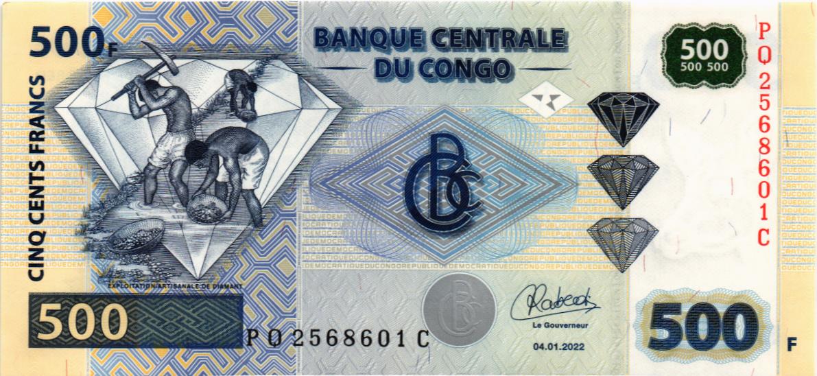 КОНГО ДР 500 ФРАНКОВ (Crane Currency) мини 1