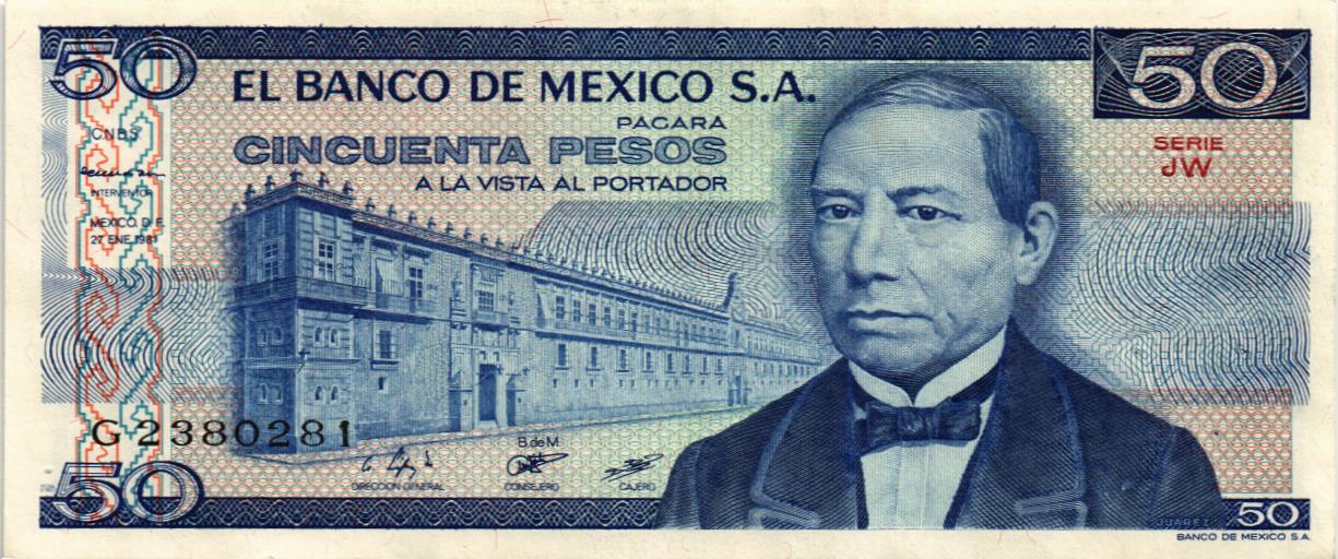 МЕКСИКА 50 ПЕСО (JW) мини 1