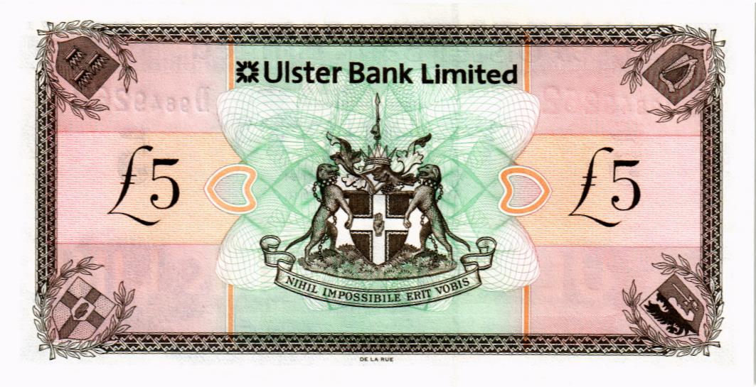СЕВЕРНАЯ ИРЛАНДИЯ 5 ФУНТОВ (ULSTER BANK) мини 2