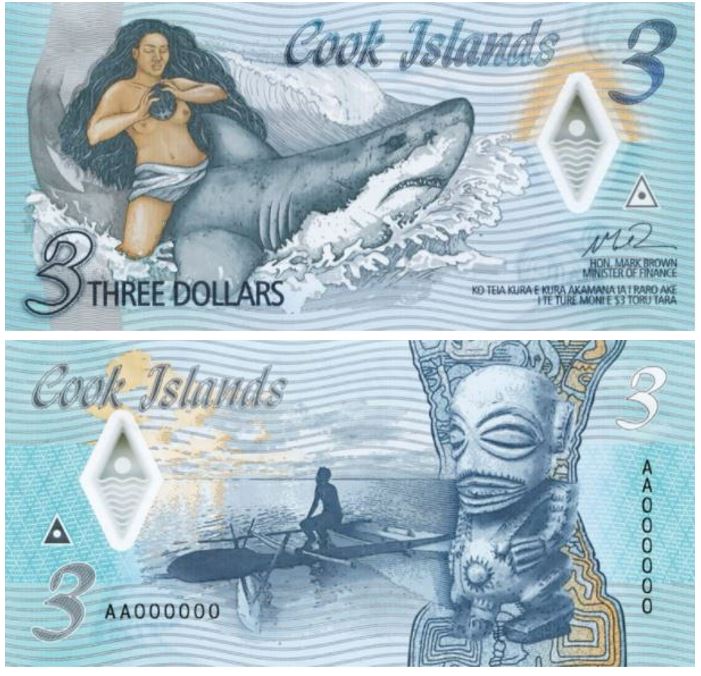 Острова Кука 3 Доллара (Полимерная Банкнота)