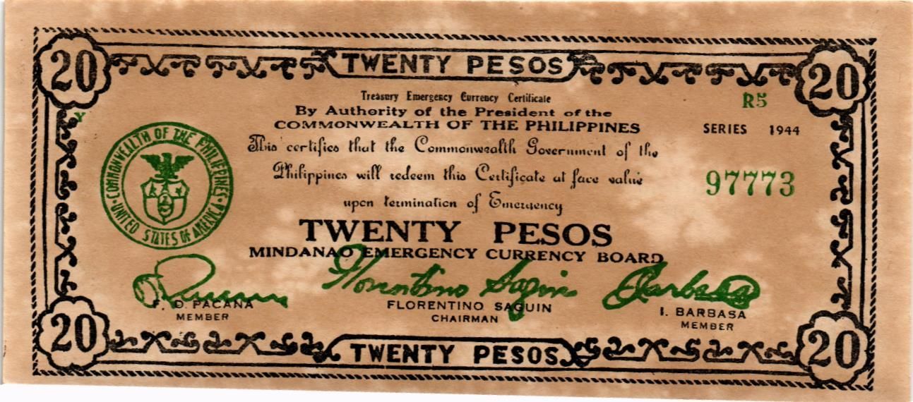 ФИЛИППИНЫ 20 ПЕСО (N140)