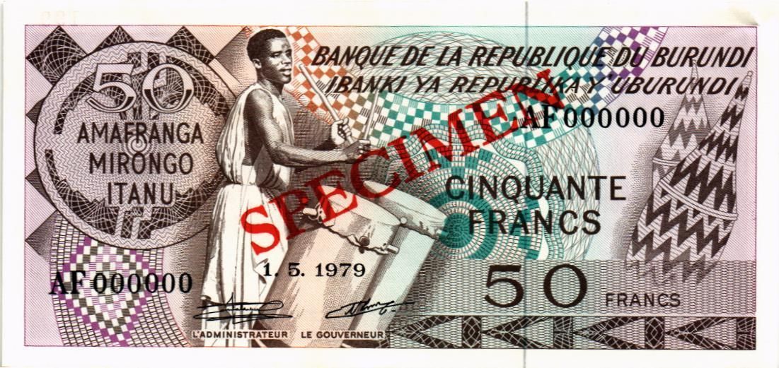 БУРУНДИ 50 ФРАНКОВ (SPECIMEN) мини 1