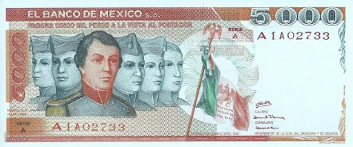 внешний вид банкнот Мексики