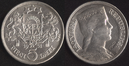 женский портрет на прибалтийской монете