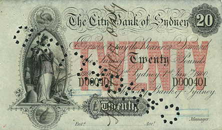 Частная валюта, выпущенная в Австралии Городским банком Сиднея около 1900 года