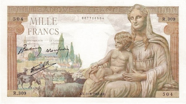 1 тыс французских дензнаков