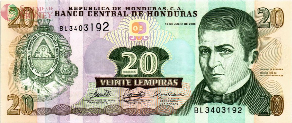 ГОНДУРАС 20 ЛЕМПИР 1