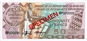 БУРУНДИ 50 ФРАНКОВ (SPECIMEN) 1