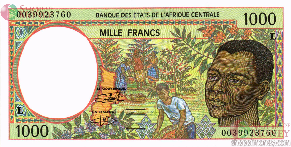 ЦЕНТРАЛЬАЯ АФРИКАНСКАЯ РЕСПУБЛИКА (-L-ГАБОН) 1000 ФРАНКОВ 1
