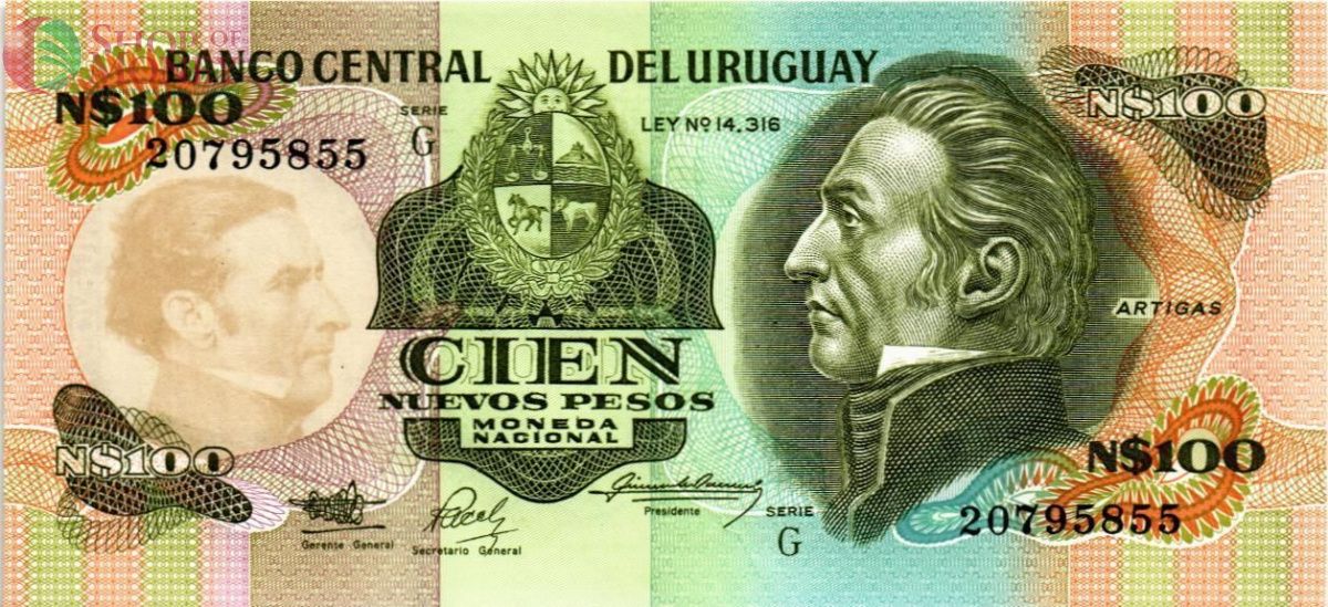 УРУГВАЙ 100 ПЕСО (-G- ПРЕФИКС) 1