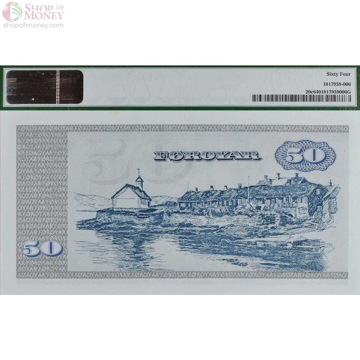 ФАРЕРСКИЕ ОСТРОВА 50 КРОН (PMG - GRADE 64) 2