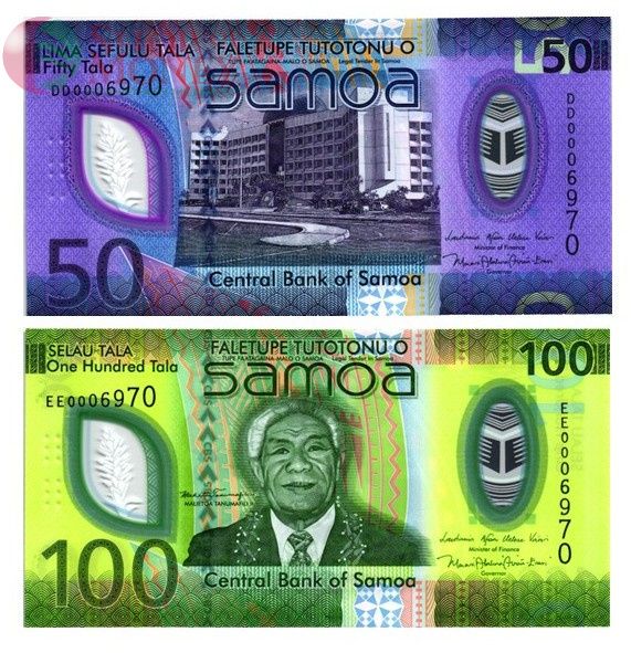 САМОА НАБОР 50-100 ТАЛА (ОДИНАКОВЫЙ СЕРИЙНЫЙ НОМЕР) 1
