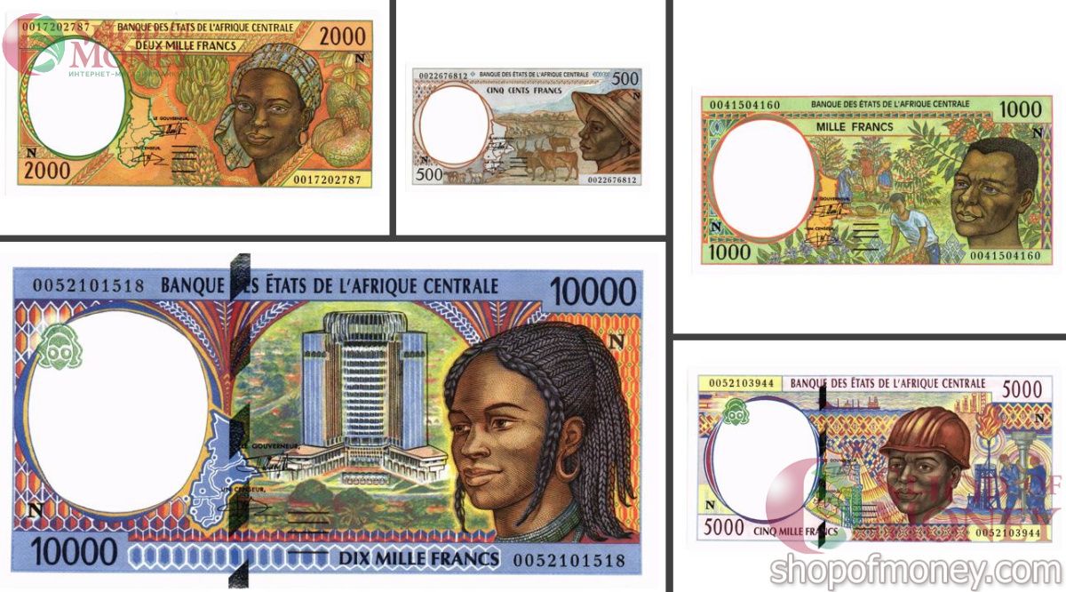 ГОСУДАРСТВА ЦЕНТРАЛЬНОЙ АФРИКИ (ЭКВАТОРИАЛЬНАЯ ГВИНЕЯ) 500-1000-2000-5000-10000 ФРАНКОВ 2