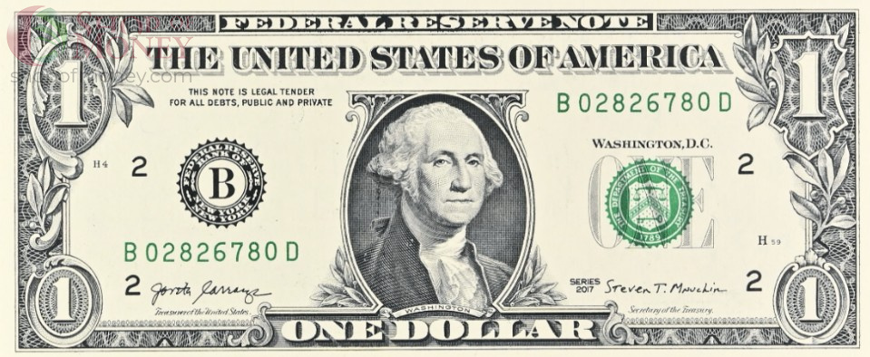 США 1 ДОЛЛАР (B - НЬЮ-ЙОРК - PMG - GRADE 64) #B02826780D 4