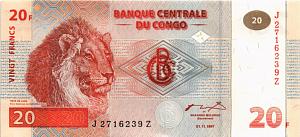КОНГО ДР 20 ФРАНКОВ 1