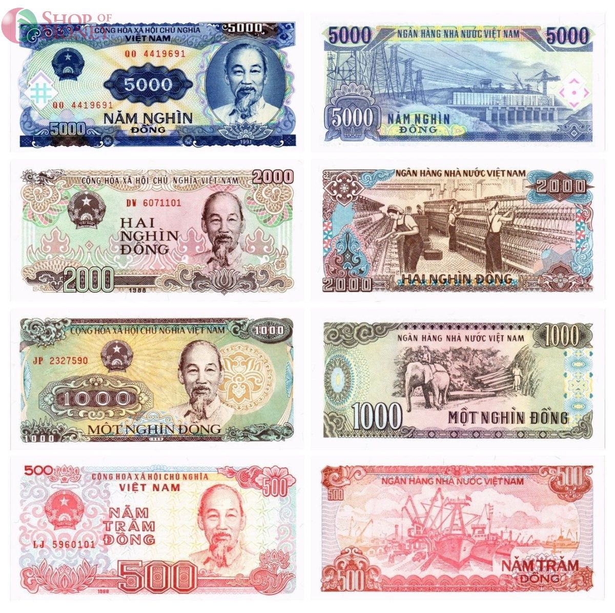 ВЬЕТНАМ НАБОР 500 1000 2000 5000 ДОНГ 1