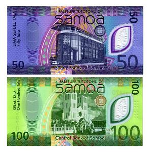 САМОА НАБОР 50-100 ТАЛА (ОДИНАКОВЫЙ СЕРИЙНЫЙ НОМЕР) 2
