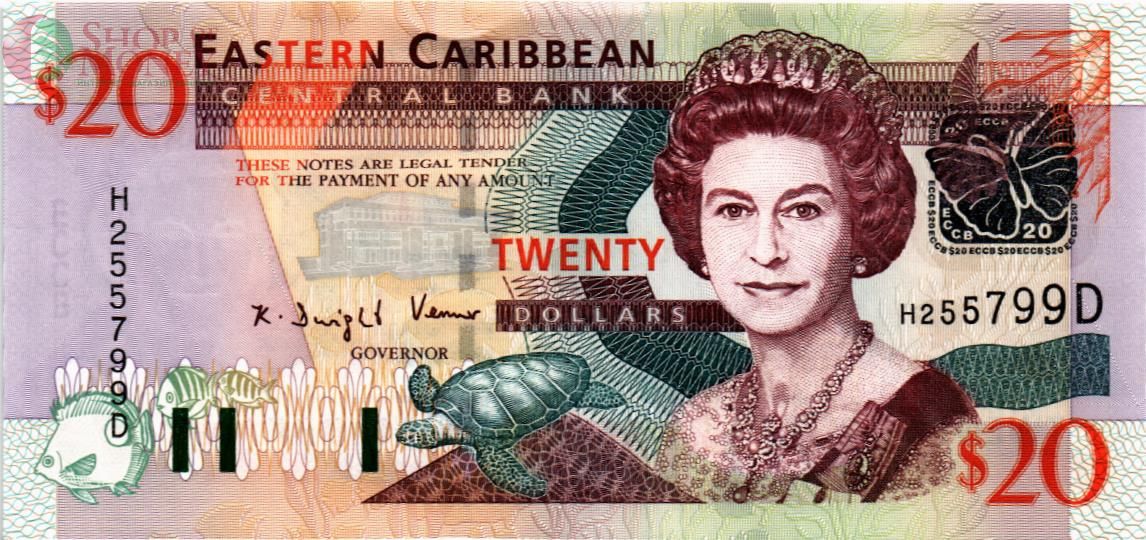 ВОСТОЧНЫЕ КАРИБЫ 20 ДОЛЛАРОВ (D - ДОМИНИКА) 1