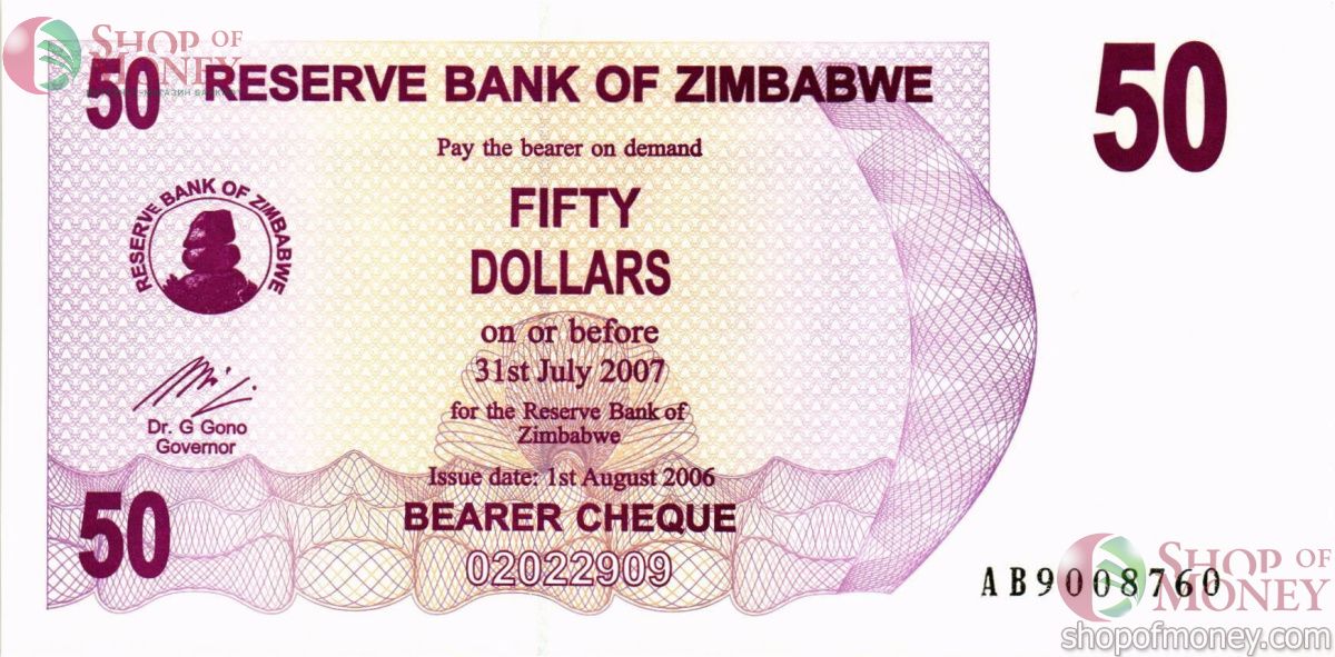 ЗИМБАБВЕ 50 ДОЛЛАРОВ 1