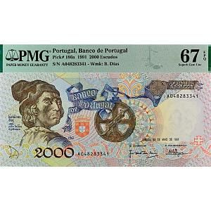 ПОРТУГАЛИЯ 2000 ЭСКУДО (PMG - GRADE 67) 1